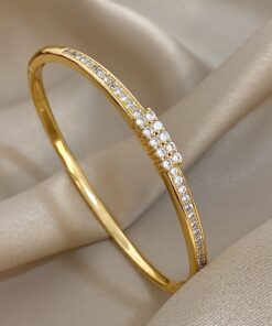 41074 - Pulsera Acero dorada multi cristales