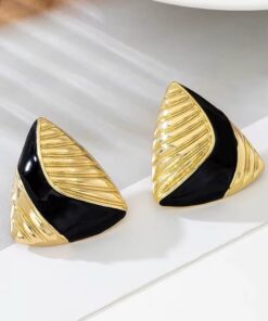 80001 - Zarcillos acero triangulo esmaltado negro