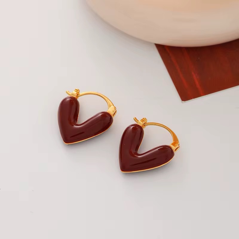 80087 - Zarcillos corazón vinotinto