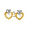 80093 - Zarcillos bicolor acero doble corazon