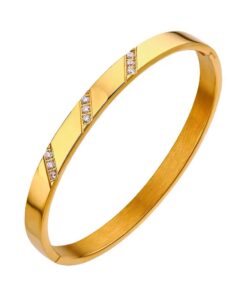 41092 - Pulsera Acero con lineas de cristales