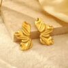 80121 - Zarcillos dorados acero alas