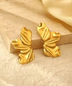 80121 - Zarcillos dorados acero alas