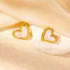 80109 - Zarcillos dorados acero perla corazon