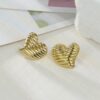 80107 - Zarcillos dorados corazon con lineas