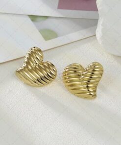 80107 - Zarcillos dorados corazon con lineas
