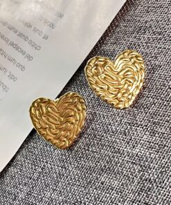 80106 - Zarcillos dorados corazon con muecas