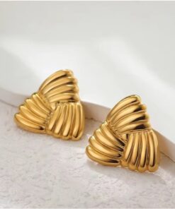 80130 - Zarcillos dorados acero triangulo