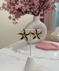 80112 - Zarcillos acero Estrella de mar esmaltado negro