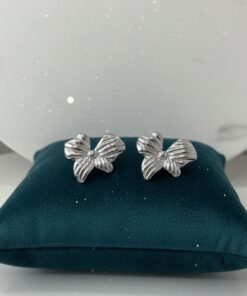 80147 - Zarcillos Plateado lazo coquete