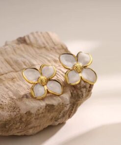 80011 - Zarcillos rosado acero flor esmaltada