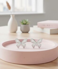 80047 - Zarcillos acero mariposa plateado