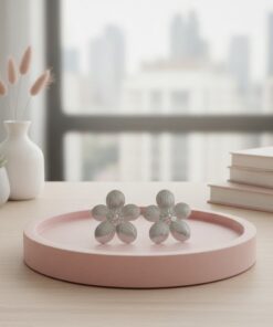 80066 - Zarcillos acero flor plateado