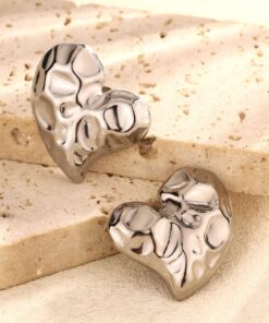 80069 - Zarcillos acero corazon abstracto plateado