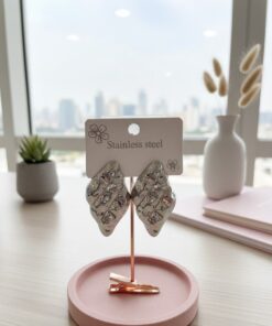 80134 - Zarcillos acero rectangulares plateado