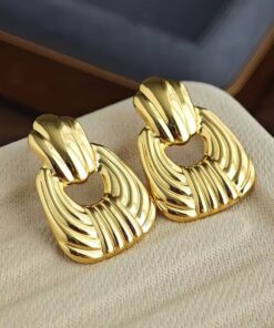 80058 - Zarcillos Acero dorado tipo cartera