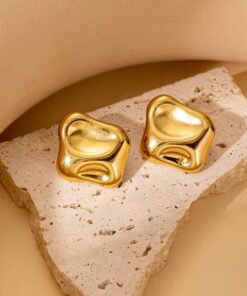 80158 - Zarcillos Acero dorado abstracto