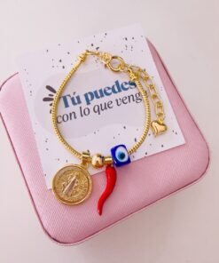 41021 - Pulsera pandora aji rojo/ojo turco azul