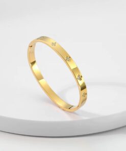 41074 - Pulsera dorada Acero multi trebol