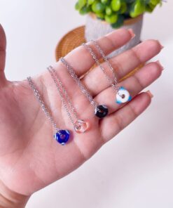 21011 - Collar plateado ojo turco redondo