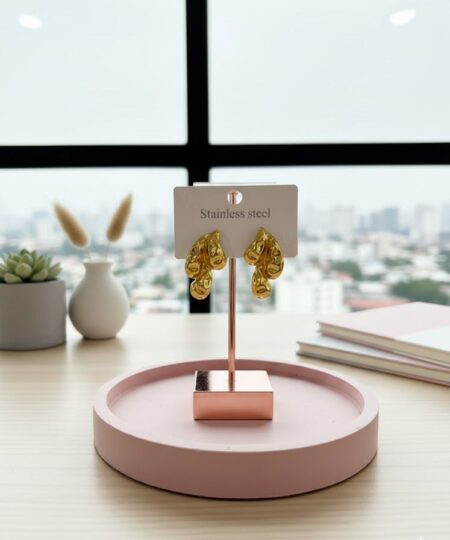 80007 -  Zarcillos acero triple gota dorado