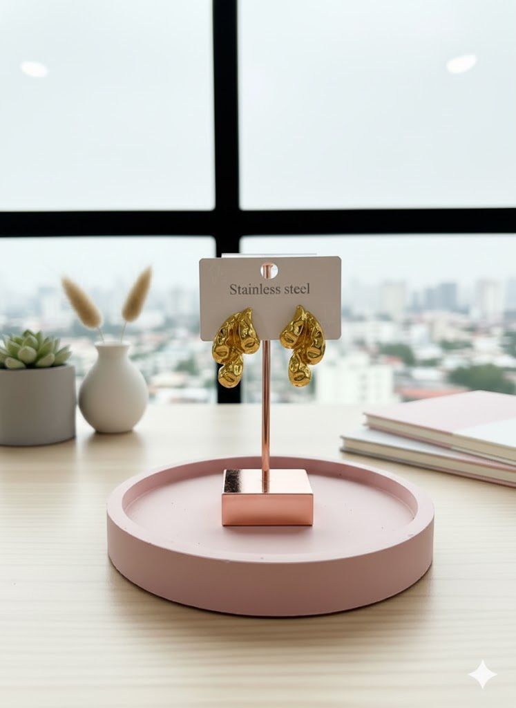 80120-1 Zarcillos acero triple gota dorado