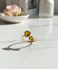 30002 - Anillos Acero doble corazon amarillo