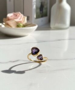 30002-1 Anillos Acero doble corazon morado