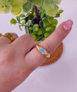 30003-2 Anillo corazon esmaltado Azul