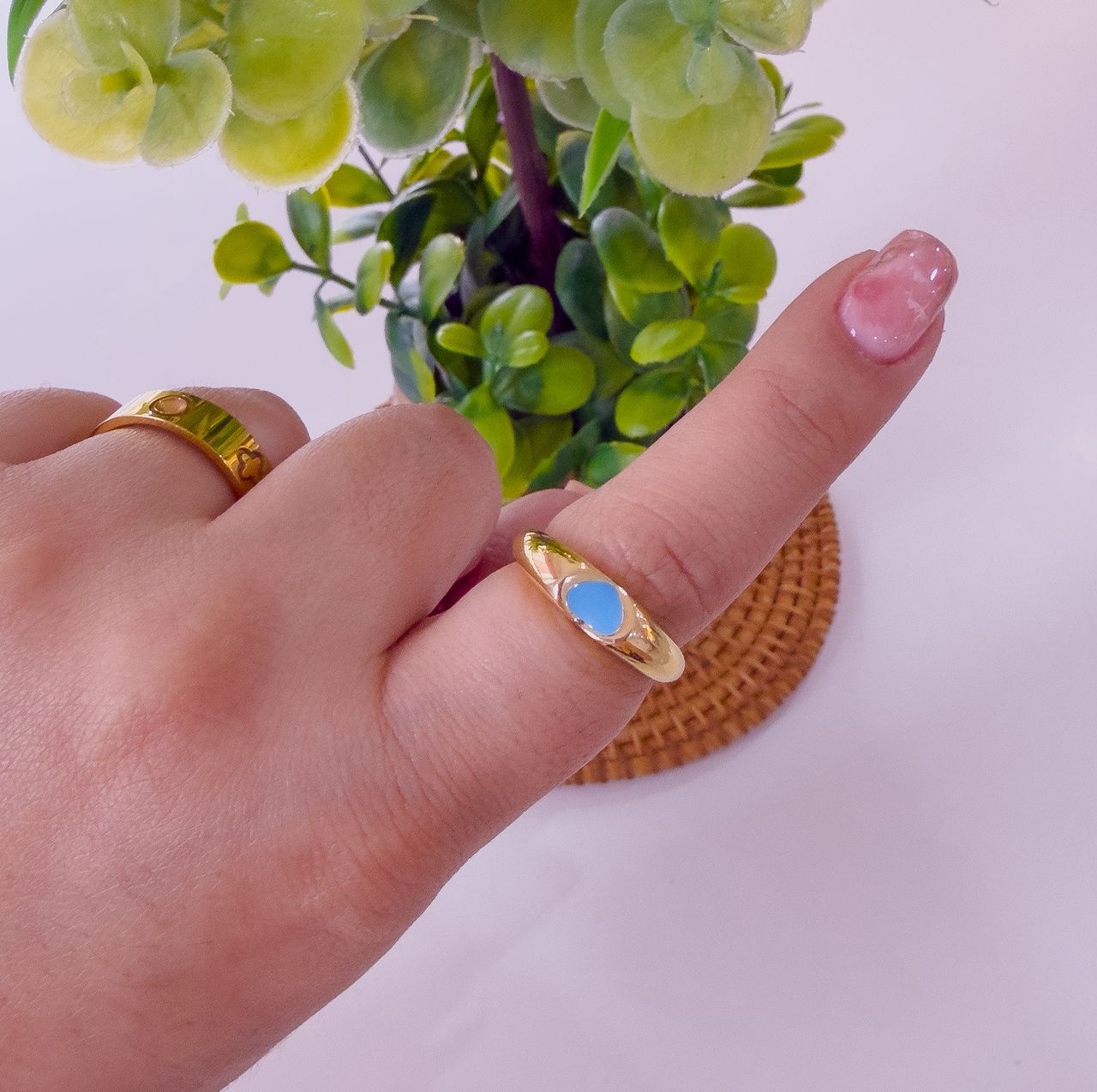 30003-2 Anillo corazon esmaltado Azul