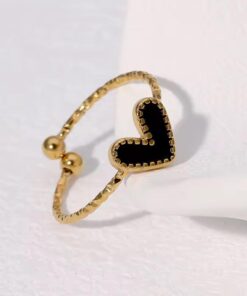 30005-2 Anillos Acero corazon esmaltado negro