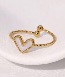 30005-1 Anillos Acero corazon esmaltado blanco