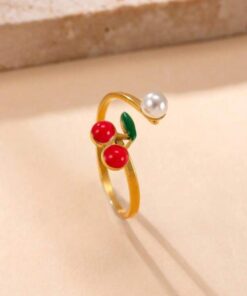 30011 - Anillos Acero cereza con perla