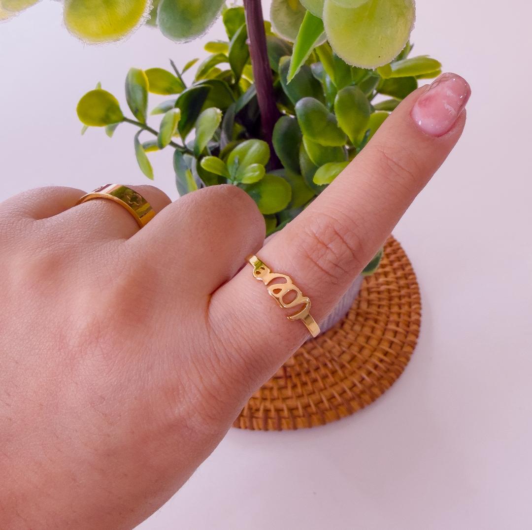 30016 - Anillos Acero dorado love