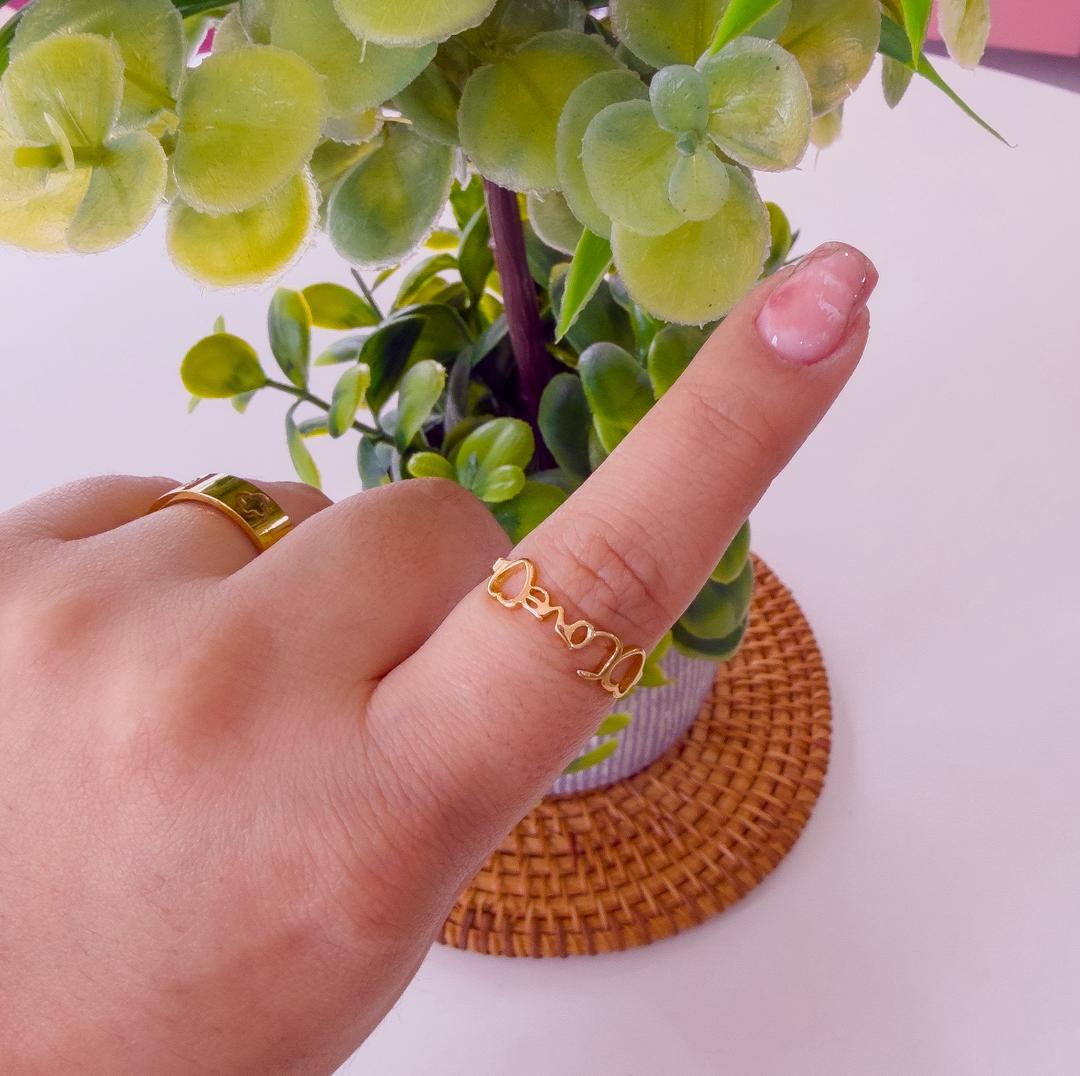 30018 - Anillos Acero dorado love corazon