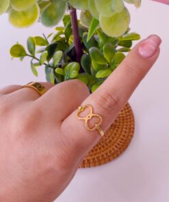 30024 - Anillos Acero dorado doble corazon