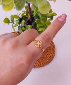 30023 - Anillos Acero dorado 4 corazon