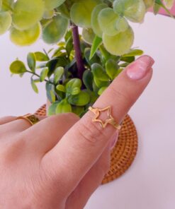 30026 - Anillos Acero dorado estrella