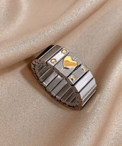 30056 - Anillo Acero estirable bicolor corazon