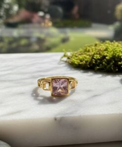 30064 - Anillo Acero cristal cuadrado morado