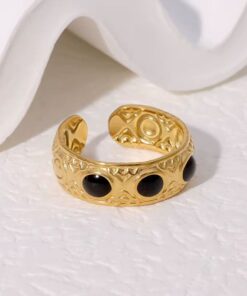 30074 - Anillo Acero cristal negro