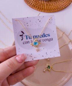 21005-2 Collar armado corazon con estrella Azul claro