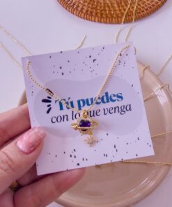 21005-1 Collar armado corazon con estrella Morado