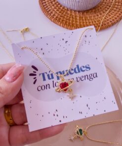 21005-3 Collar armado corazon con estrella Rojo