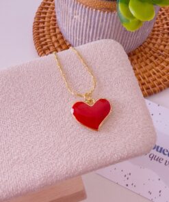 21012-2 Collar corazon esmaltado rojo