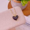 21012-1 Collar corazon esmaltado negro