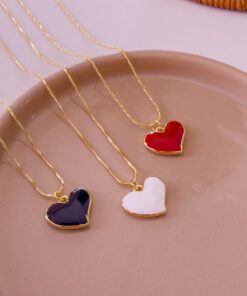 Alternative view of 21012-1 Collar corazon esmaltado negro