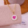 21015-2 Collar corazon fondo blanco esmaltado fucsia