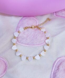 41012-5 Pulsera armada nacar con balines corazones