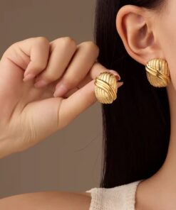 80032 - Zarcillos dorados acero